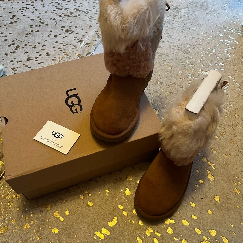Ugg suede patchwork faux fur boots.. new with box